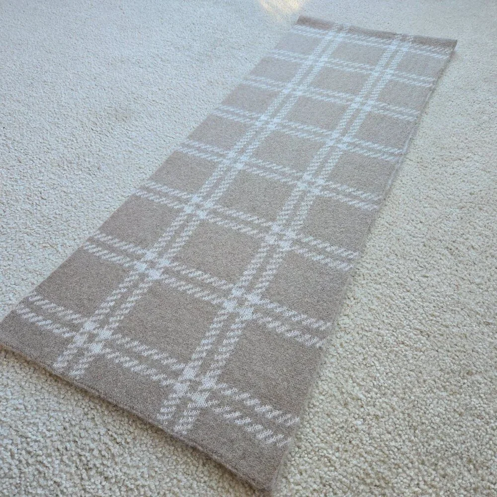 NWOT Everlane Patterned Alpaca Scarf in Wheat Taupe Tan